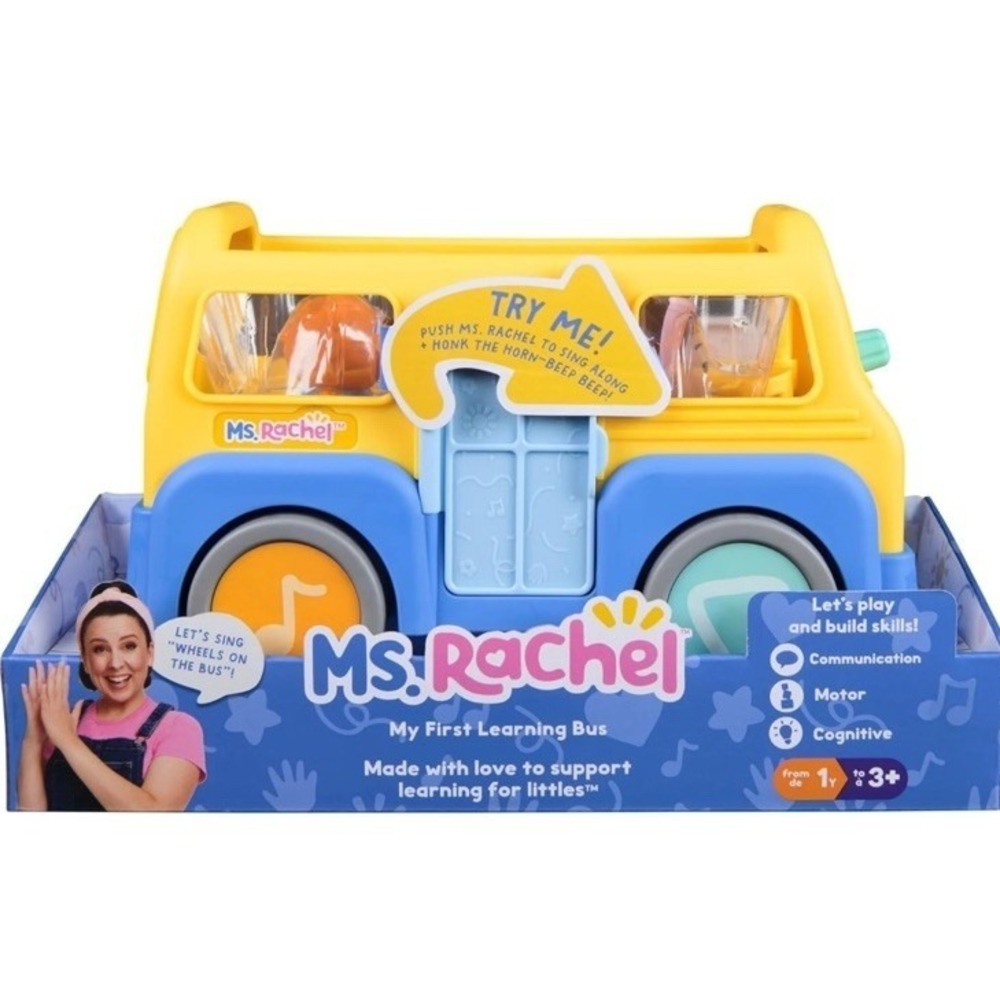 Ms. Rachel My First Learning Bus 2 Figures Wheels On The Bus Sing Along Toy NWT!